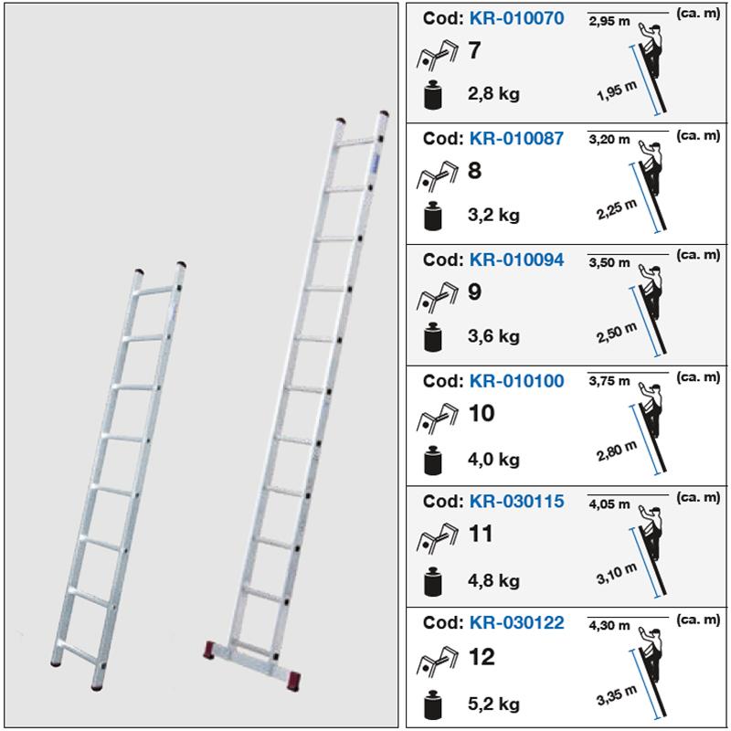 Scara simpla din aluminiu Corda, 8 trepte