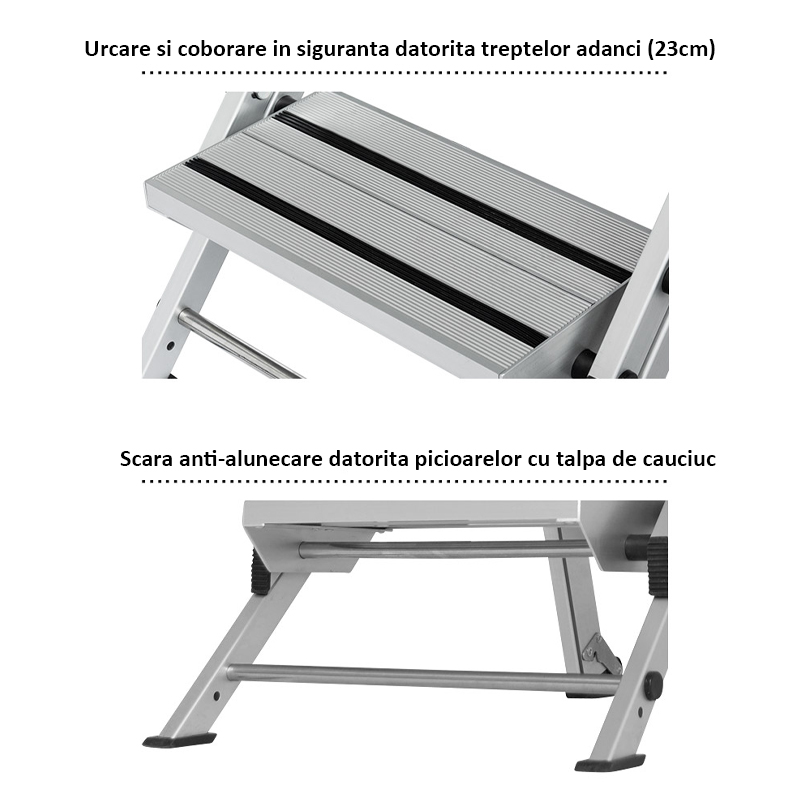 Platforma pliabila Stabilo cu trepte cu cauciuc anti-alunecare, 3 trepte, 2.65m