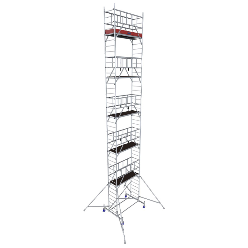 Schela Protec 0,6 x 2m, aluminiu, inaltime lucru 12.3m, inaltime schela 11.45m, inaltime platforma 10.3m (0+1+4+(4*3)+(4*Stabilizatoare))