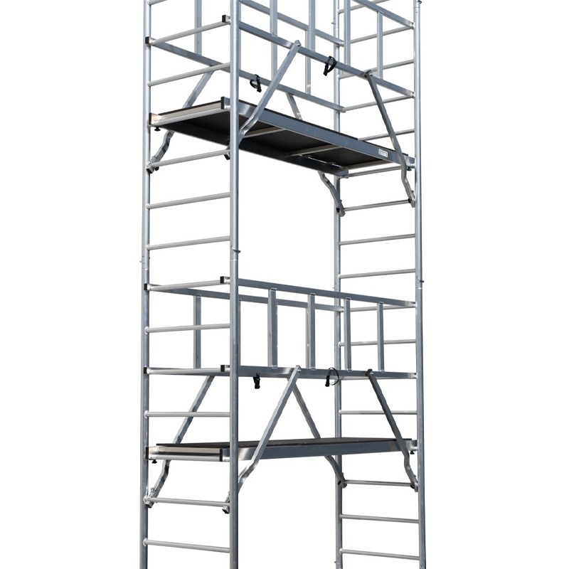 Schela Protec 0,6 x 2m, aluminiu, inaltime lucru 11.3m, inaltime schela 10.45m, inaltime platforma 9.3m (0+2+4+(3*3)+(4*Stabilizatoare))