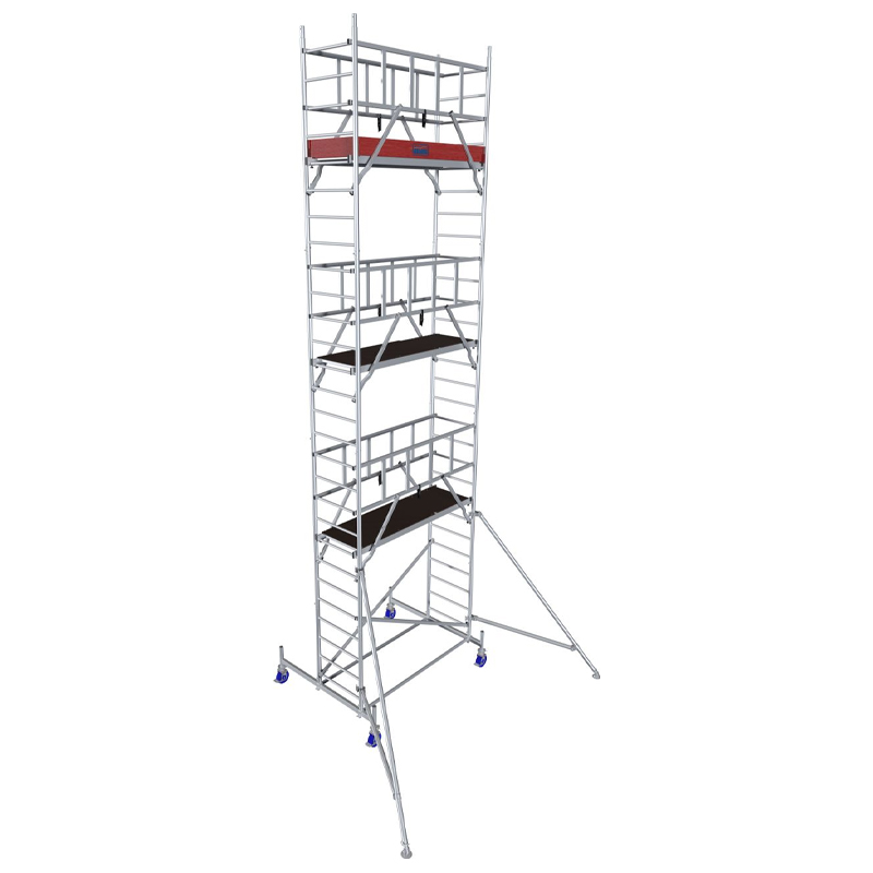 Schela Protec 0,6 x 2m, aluminiu, inaltime lucru 8.3m, inaltime schela 7.45m, inaltime platforma 6.3m (0+1+4+(2*3)+(2*Stabilizatoare))